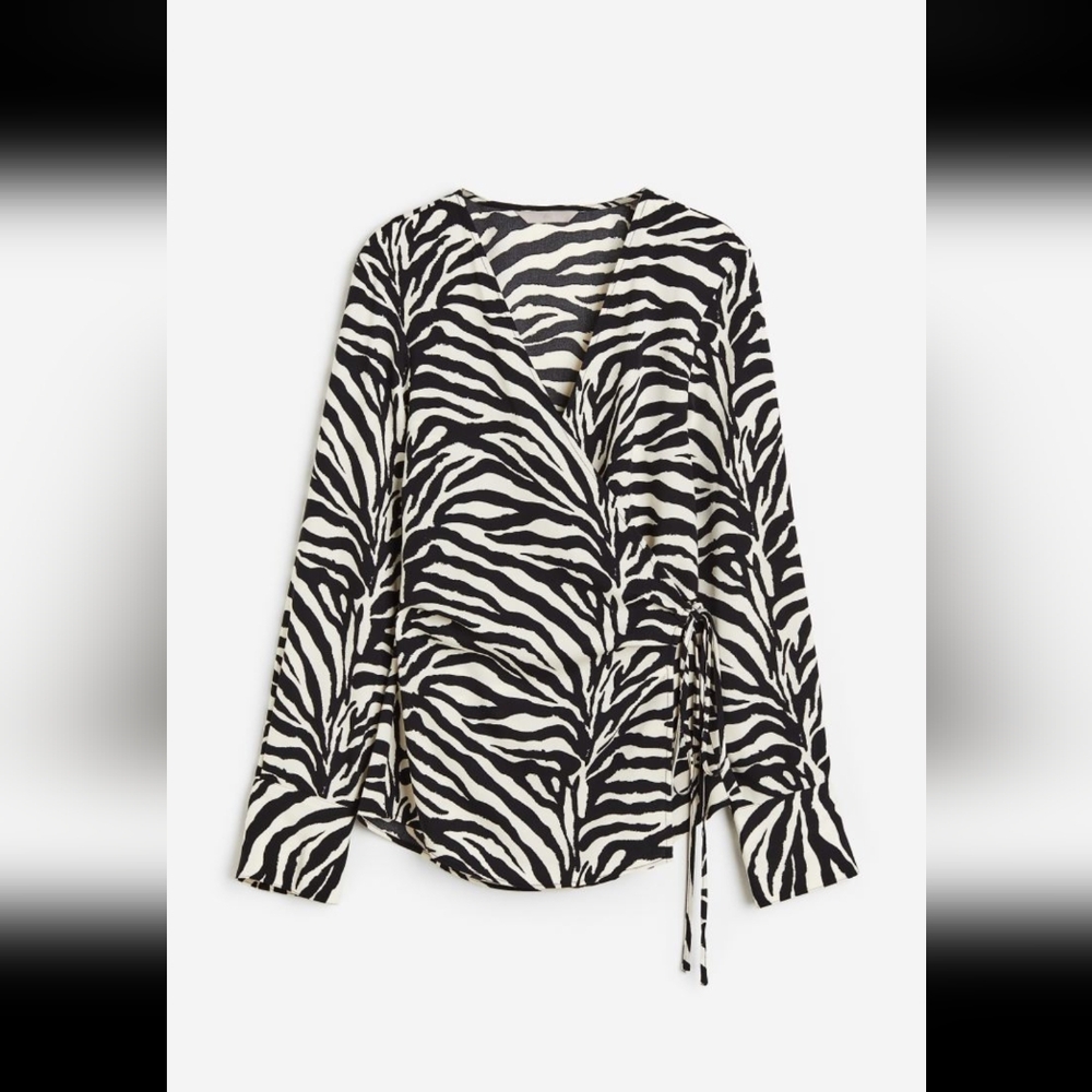 HM Wrap zebra print Blouse long sleeve
